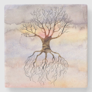 Tree Against The Sky Stone Coaster