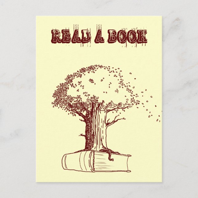 Tree and a book postcard (Front)