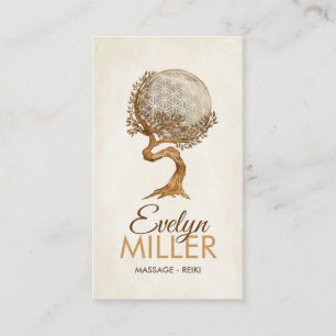 Tree and Flower of life - mother of pearl and gold Business Card