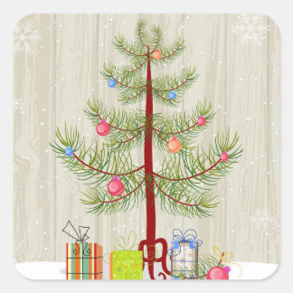 Tree and Gifts Square Sticker