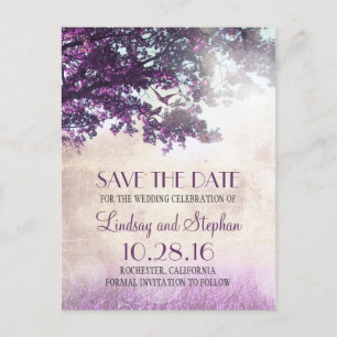 tree and love birds rustic vintage save the date announcement postcard