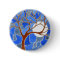 Tree and Moon Art Button- Blue