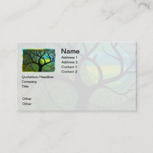 Tree and Moon - Blue and Yellow Watercolors Business Card