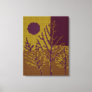 Tree and Moon Colourful Disco Lights Canvas Print