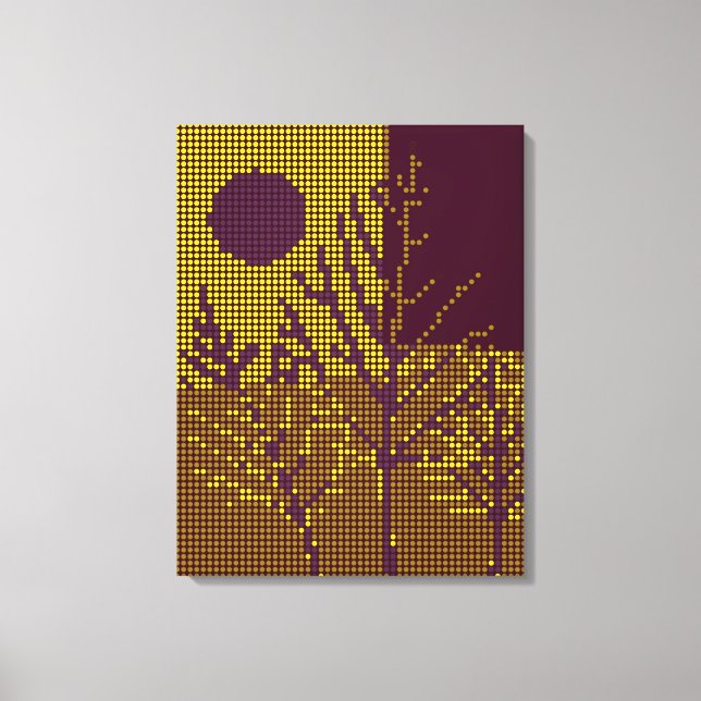 Tree and Moon Colourful Disco Lights Canvas Print (Front)
