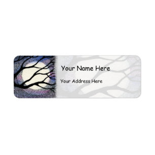 Tree and Moon Cross Hatched