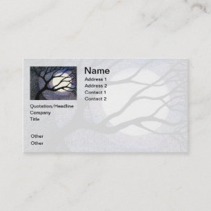 Tree and Moon Cross Hatched Business Card