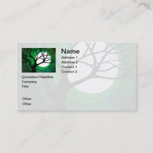 Tree and Moon - Green Business Card