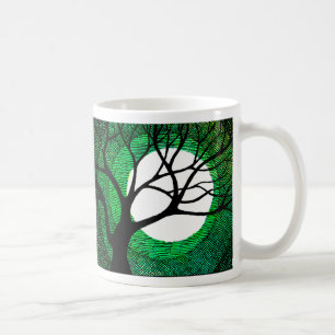 Tree and Moon - Green Coffee Mug