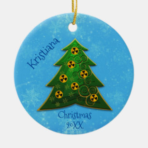 Tree and Radiation Symbol Christmas  Ceramic Tree Decoration
