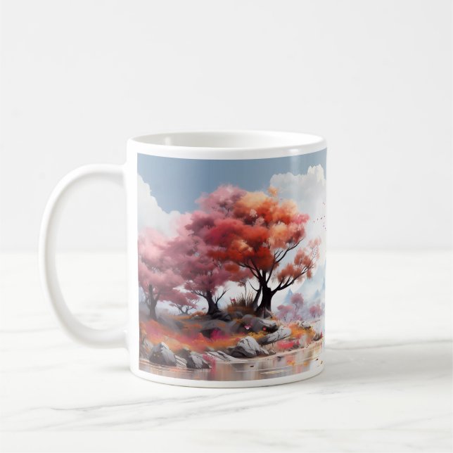 Tree, And River In Fantasy World Coffee Mug (Left)