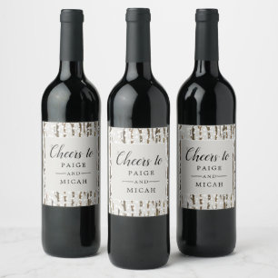 Tree and Snow Winter Engagement Party Wine Label