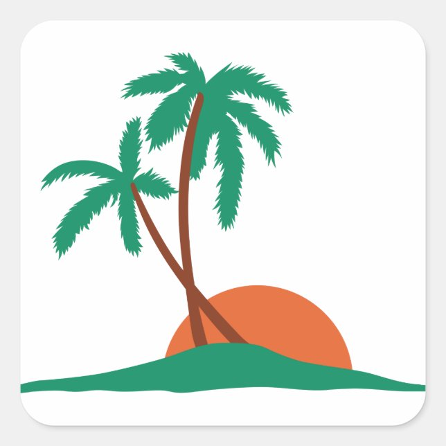 Tree And Sunset Square Sticker (Front)