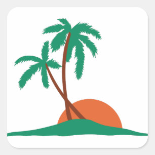 Tree And Sunset Square Sticker