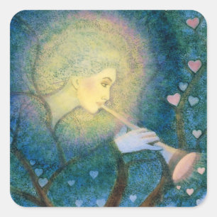 Tree Angel Musical Hearts Love Call for Christmas Square Sticker