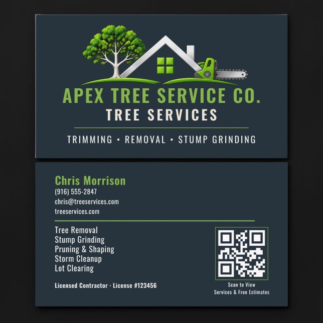Tree Arborist QR Code Professional Services Business Card (Creator Uploaded)