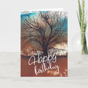 Tree Art Happy Birthday Card