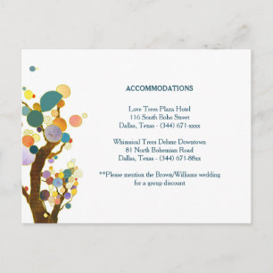 Tree Art Teal Wedding Accommodation Enclosure Postcard