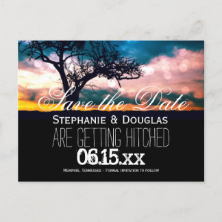 Tree at Sunset Save the Date Wedding Announcement Postcard