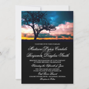 Tree at Sunset Wedding Invitation