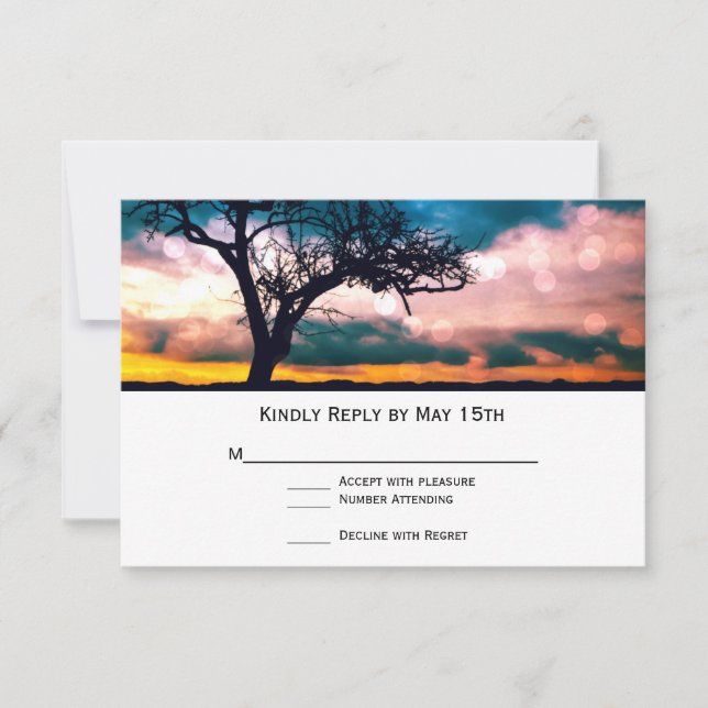 Tree at Sunset Wedding RSVP Cards (Front)
