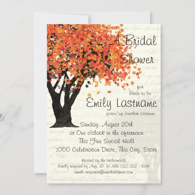 Tree Autumn Bridal Shower Invitation (Front)