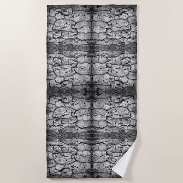 Tree Bark Black And White Photo Closeup Pattern Beach Towel (Front)
