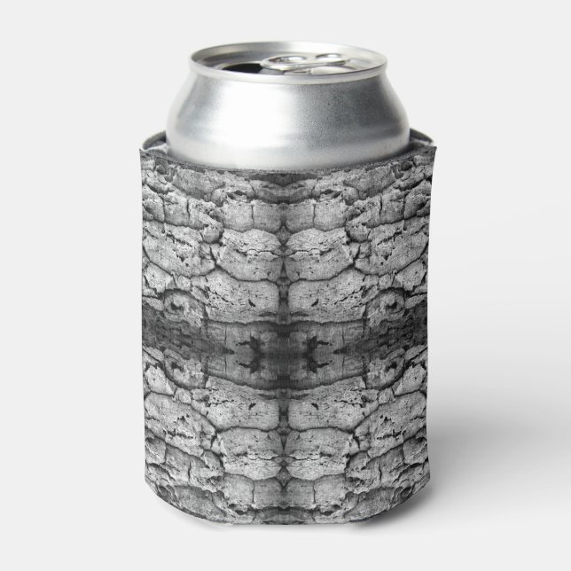 Tree Bark Black And White Photo Closeup Pattern Can Cooler (Can Front)