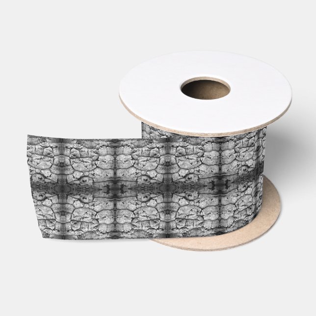 Tree Bark Black And White Photo Closeup Pattern Satin Ribbon (Spool)