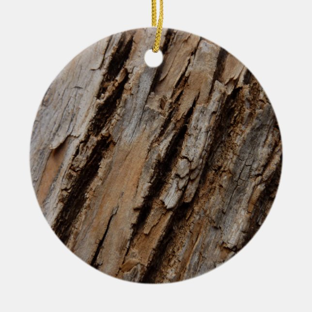 Tree Bark I Natural Abstract Textured Design Ceramic Tree Decoration (Front)