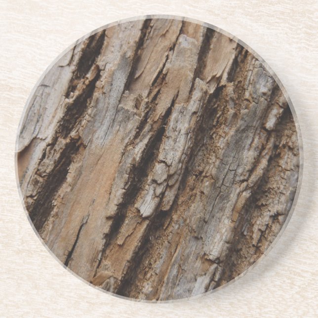 Tree Bark I Natural Abstract Textured Design Coaster (Front)