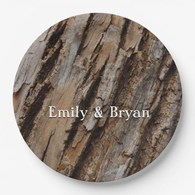 Tree Bark I Natural Abstract Textured Design Paper Plate (Front)