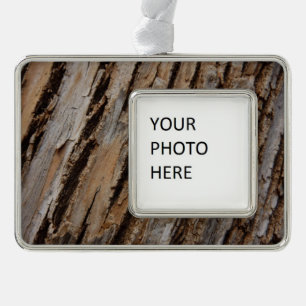 Tree Bark I Natural Abstract Textured Design Silver Plated Framed Ornament