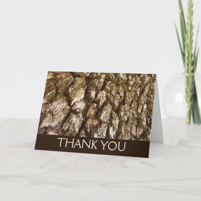 Tree Bark II Natural Textured Design Thank You Card (Front)