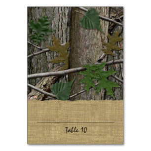 Tree Bark Leaves and Burlap Place Card