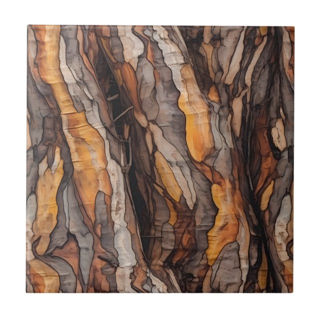 Tree Bark Pattern Ceramic Tile (Front)