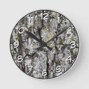 Tree Bark Round Clock