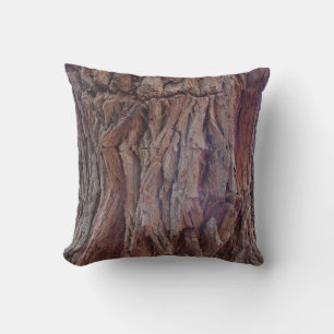 Tree Bark Rustic Cabin Red Brown Nature Photo Wood Cushion