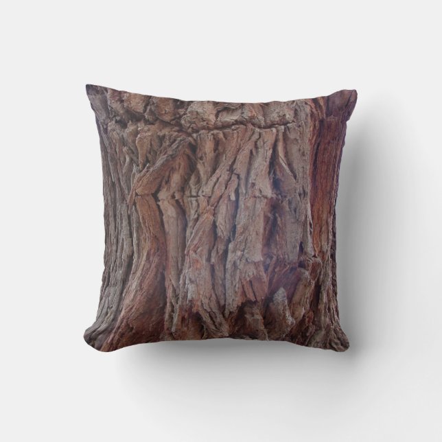 Tree Bark Rustic Cabin Red Brown Nature Photo Wood Cushion (Front)