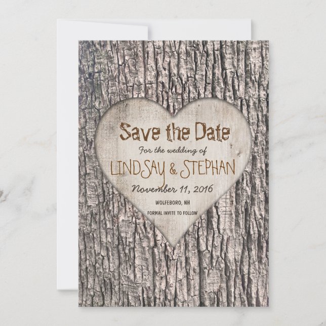 Tree Bark Save the Date Card (Front)