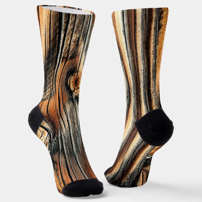 Tree Bark Texture Cool Unique Socks (Angled)