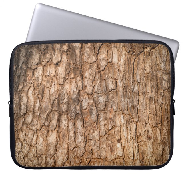 Tree bark texture, natural wood background. laptop sleeve (Front)