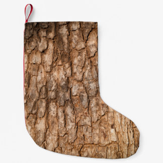 Tree bark texture, natural wood background. small christmas stocking