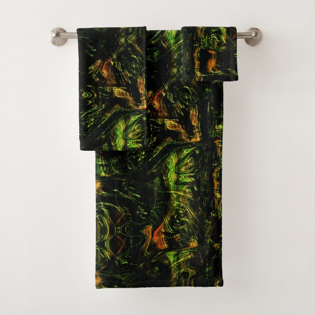 Tree bark under green hammered glass bath towel set (Insitu)