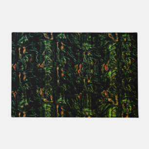 Tree bark under green hammered glass doormat