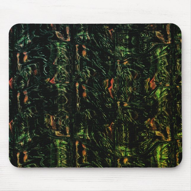 Tree bark under green hammered glass  mouse mat (Front)