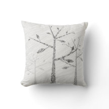 Tree Birds Silhouette Decorative Throw Pillow
