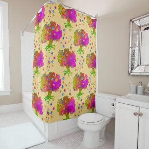 Tree Birds Sunshine Shower Curtain