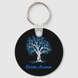 Tree Blue Ribbon Diabetes Awareness  Key Ring