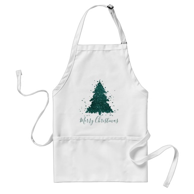 Tree Bold Holiday | Vibrant Emerald Green Script Standard Apron (Front)